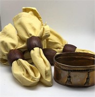 Yellow Linen Napkins with Napkin Rings and Small
