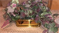 Brass Planter with Grape Leaf Theme Artificial