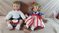 Patriotic Boy and Girl Porcelain Dolls