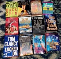 12 Hardback Books - Jeffery Deaver, Tom Clancy +