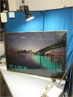 St Louis riverfront at night poster framed