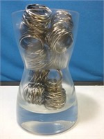 Heavy clear glass vase 9 in tall with wire n