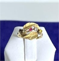 [F] Tested 14K Gold Multicolor Stone Ring [3.71g]