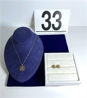 [F] Stamped 14K Gold Snowflake Necklace & Earring