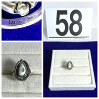 [F] Signed Juan Abeyta White Turquoise Ring