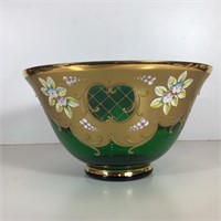 GILT AND GREEN BOHEMIAN BOWL