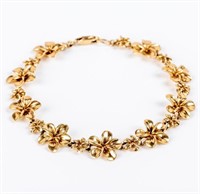 Jewelry 14kt Yellow Gold Plumeria Flower Bracelet