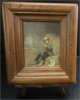 FRAMED BOY ON CRATES WITH EASEL