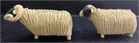 2 HANDCRAFTED SCULPTED SHEEP