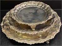 3 SILVERPLATE FOOTED TRAYS