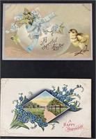 2 ANTIQUE 1900s POSTCARDS BIRTHDAY EASTER
