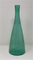 Teal Handblown Glass Bottle Vase w Pontil