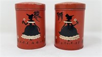 Vintage Tin Silhouette Salt & Pepper Shakers