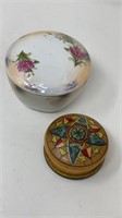 Vintage Handpainted Trinket Boxes Porcelain Wood