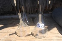 LOT OF FOUR PYREX SMALL GLASS FUNNELS