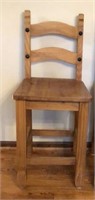 Rustic Tuscan Style Wood Bar Stool Seat 24.5”