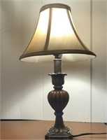Lamp Smal Pewter Colored Base with Wood Accent