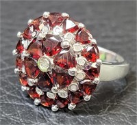 Vermelo Garnet w/ Round Diamonds Sterling Ring