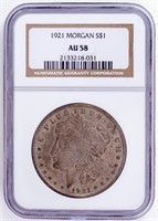 Coin 1921 Morgan Silver Dollar, NGC-AU58