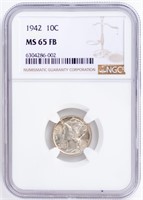 Coin 1942 Mercury Dime FB, NGC- MS65