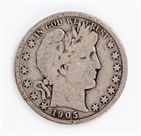 Coin 1905- P Barber Half Dollar, VG
