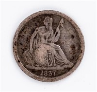 Coin 1837 Liberty Seated Dime, No Stars,Large,F