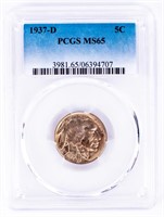 Coin 1937-D Buffalo Nickel, PCGS-MS65