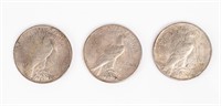 Coin 3 Peace Dollars,1922-P,1923-D,1923-S,VF