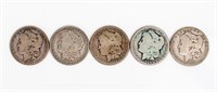 Coin 5 Morgan Silver Dollars,G