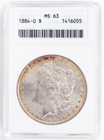 Coin 1884-O Morgan Silver Dollar, ANACS- MS63
