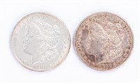 Coin 1879-P+1880-O Morgan Silver Dollars, XF-AU