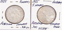 Coin 2,1934 & 1935 Germany - 5 Marks, XF