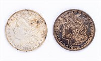 Coin 2 Silver Morgan Dollars,1890, XF-AU