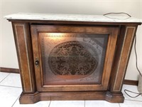 Vintage Lighted Cabinet with Glass Door Marble Top