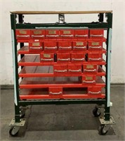 Rolling Hardware Rack & Contents