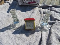 Travel Clock & Pair of Candle Holders