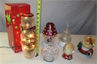 lot Christmas snow globes etc.