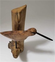 Lot #3019a - carved shorebird on driftwood