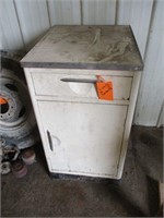 (t) White Vintage Cabinet with Contents