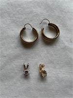Hoop Earrings and 2 Pendants