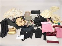 LOT OF VINTAGE CLOTHING AND HANDBAGS