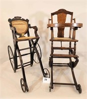 TWO CHILD'S ROLLING HIGH CHAIRS