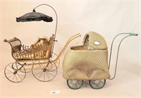 TWO DOLL CARRIAGES AND TRICYCLE