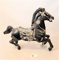 CAROUSEL HORSE ADORNED WITH COSTUME JEWELRY AND A