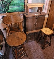 PRIMITIVE CHILD'S CUPBOARD AND CHAIRS