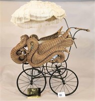 "SWAN" VICTORIAN WICKER BABY CARRIAGE