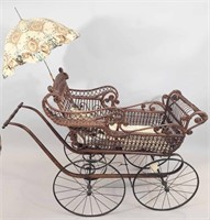VICTORIAN WICKER BABY CARRIAGE