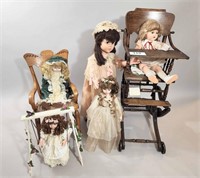 COLLECTION OF DOLLS AND DOLL FURNITURE