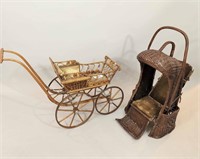 DOLL CARRIAGE AND ORIOLE "GO BASKET" STROLLER