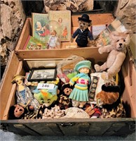 VICTORIAN TRUNK FILLED WITH TOYS AND BOOKS